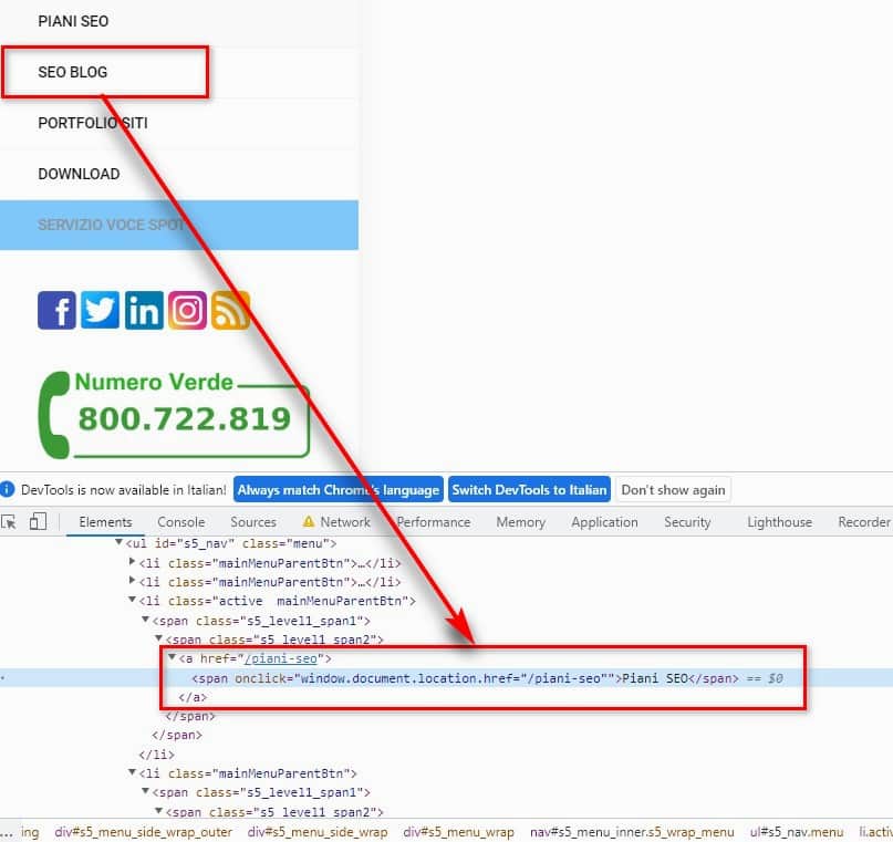 Gli strumenti di analisi di Chrome.
