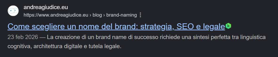 Snippet di ricerca su Google.